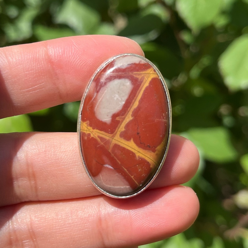 Size 8 925 silver plated Noreena jasper‎ ring